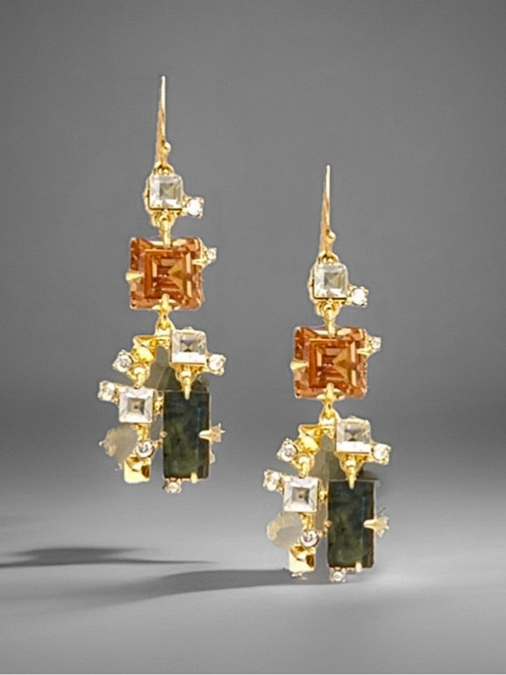 Alexis Bittar Crystal & Stone Geometric Drop Earrings
